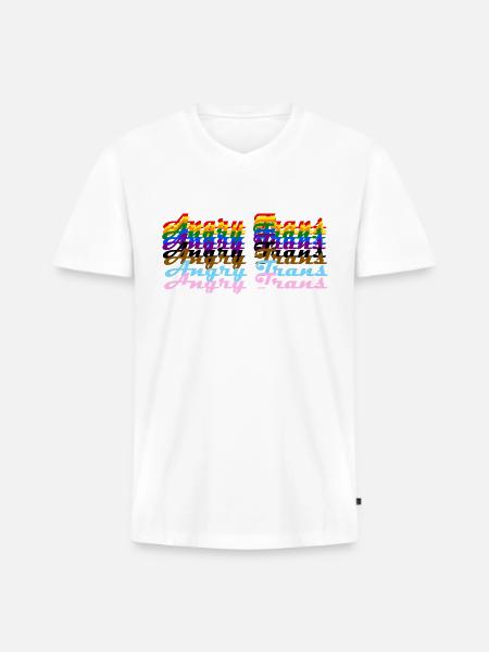 Angry Trans - Men's Premium Organic V-Neck T-Shirt - white