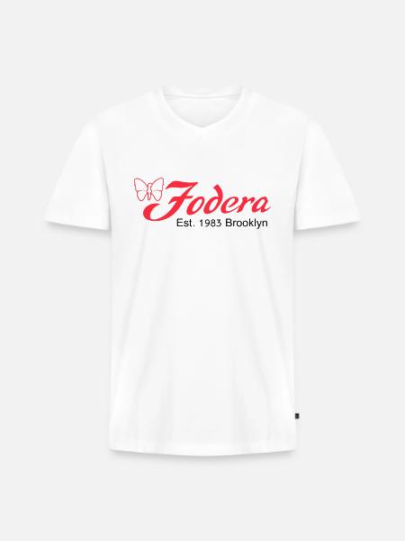 fodera_bass_guitar_logo_black - Men's Premium Organic V-Neck T-Shirt - white
