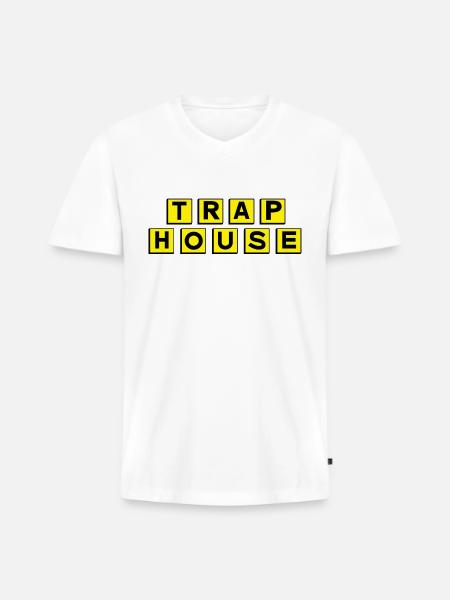 Trap House - Men's Premium Organic V-Neck T-Shirt - white