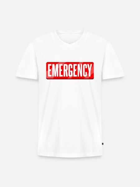 Emergency - Men's Premium Organic V-Neck T-Shirt - white