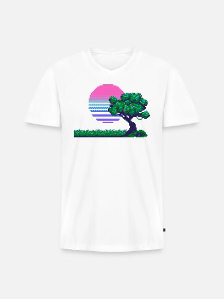 Pixel Serenity - Men's Premium Organic V-Neck T-Shirt - white