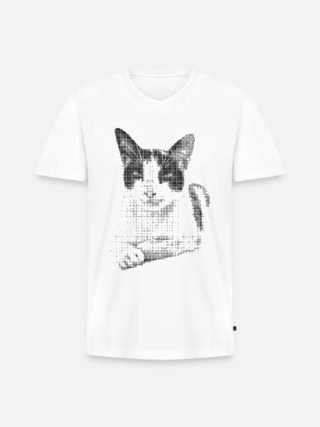 Calico Cat Halftone - Men's Premium Organic V-Neck T-Shirt - white