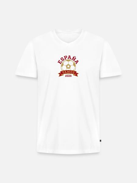 España Vamos 2026 Gold Emblem - Men's Premium Organic V-Neck T-Shirt - white