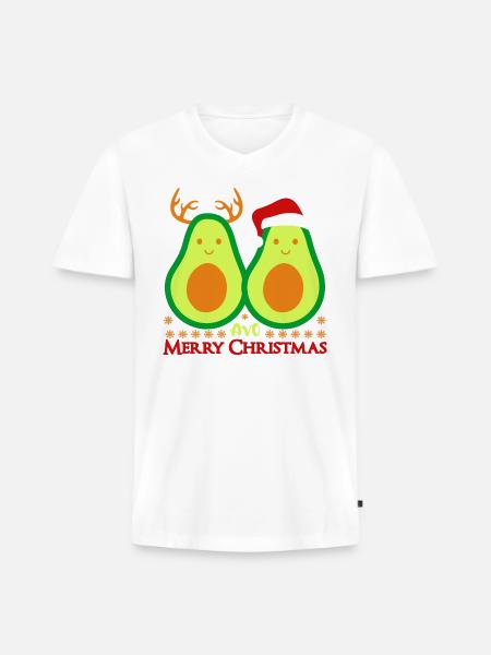 Avo Merry Christmas - Men's Premium Organic V-Neck T-Shirt - white