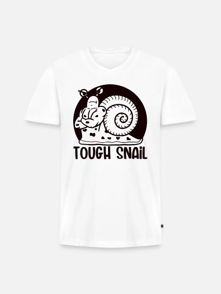 Tough Snail Mono - Men's Premium Organic V-Neck T-Shirt - white