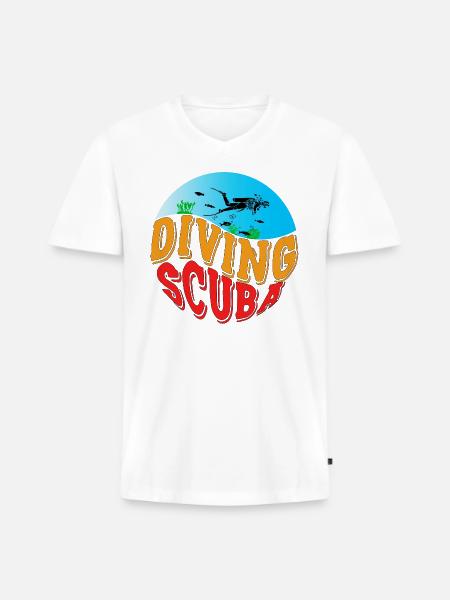 DIVING SCUBA 3 - Men's Premium Organic V-Neck T-Shirt - white
