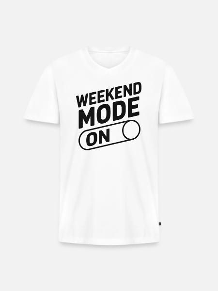 Weekend Mode On - Men's Premium Organic V-Neck T-Shirt - white