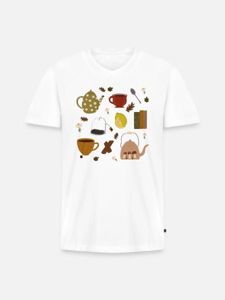 Tea lovers - Men's Premium Organic V-Neck T-Shirt - white