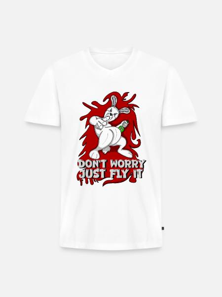 Badass bunny just fly it - Men's Premium Organic V-Neck T-Shirt - white