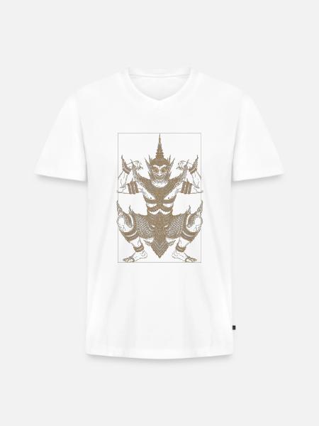 Golden Deva Guardian Mandala - Men's Premium Organic V-Neck T-Shirt - white