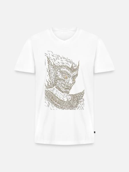 Ornate Dragon Guardian - Men's Premium Organic V-Neck T-Shirt - white