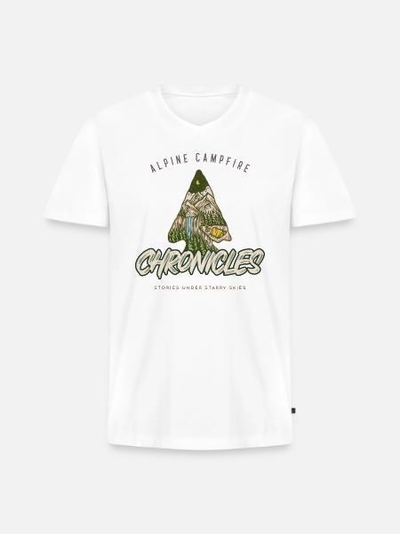 Alpine Camping Chronicles - Men's Premium Organic V-Neck T-Shirt - white