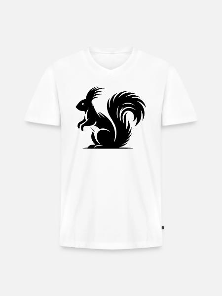 Squirrel Tattoo Style Drawing - Men's Premium Organic V-Neck T-Shirt - white