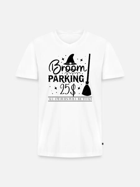 broom prank,broom parking halloween - Men's Premium Organic V-Neck T-Shirt - white