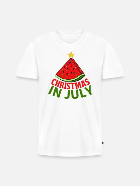 CHRISTMAS IN JULY - Men's Premium Organic V-Neck T-Shirt - white