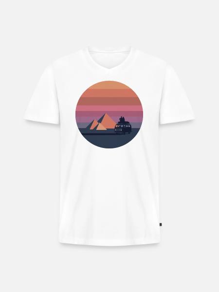 Volkswagen VW T2a Camper With Pyramids - Men's Premium Organic V-Neck T-Shirt - white