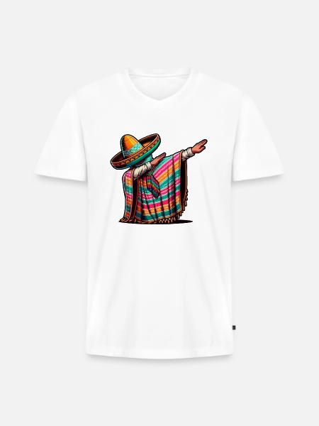 Dabbing Mexican Fiesta - Men's Premium Organic V-Neck T-Shirt - white