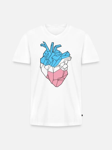 Trans Heart - Men's Premium Organic V-Neck T-Shirt - white