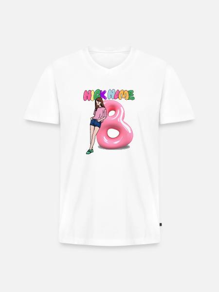 Nick Name B - Men's Premium Organic V-Neck T-Shirt - white
