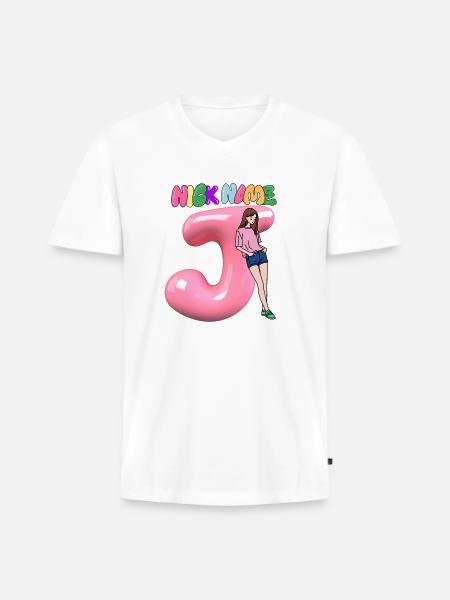 Nick Name J - Men's Premium Organic V-Neck T-Shirt - white