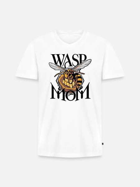 Wasp Mom CLASSIC EDITION - Men's Premium Organic V-Neck T-Shirt - white