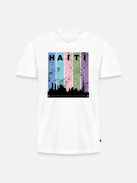 Republic of Haiti - Men's Premium Organic V-Neck T-Shirt - white