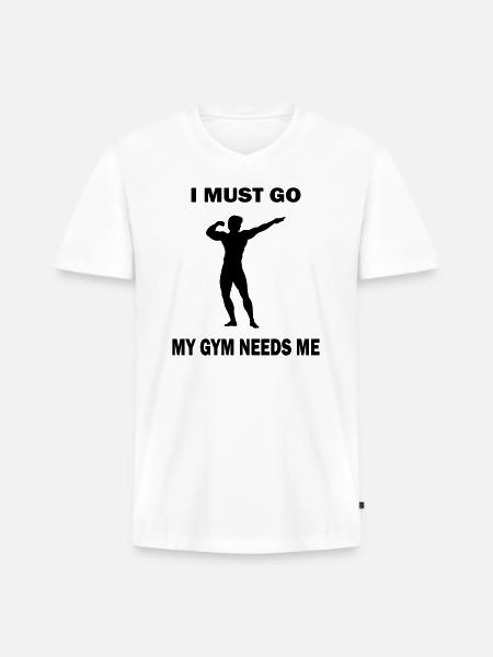 mygym - Men's Premium Organic V-Neck T-Shirt - white