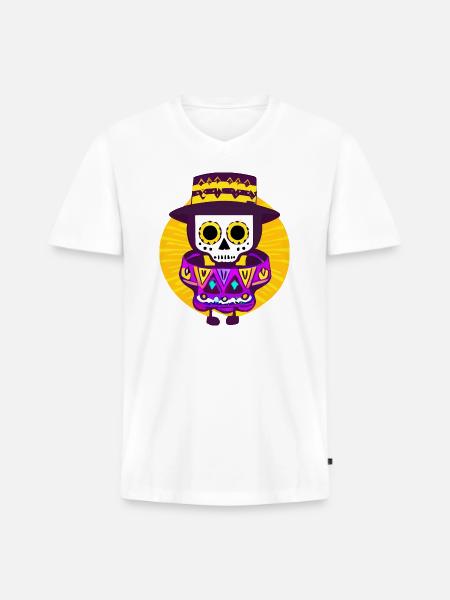 Mexican Skeleton - Men's Premium Organic V-Neck T-Shirt - white