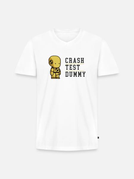 Crash Test Dummy Baby Yellow Safety Testman - Men's Premium Organic V-Neck T-Shirt - white