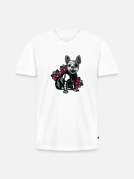 skull dog - Men's Premium Organic V-Neck T-Shirt - white