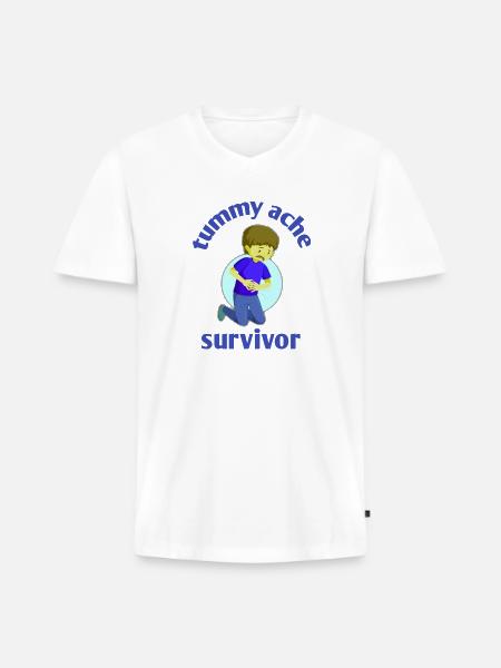 Tummy Ache Survivor - Men's Premium Organic V-Neck T-Shirt - white