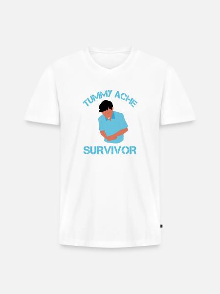 Tummy Ache Survivor - Men's Premium Organic V-Neck T-Shirt - white