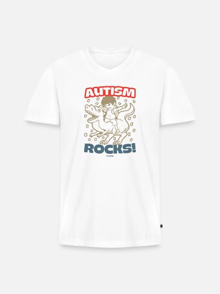 Autism rocks - Men's Premium Organic V-Neck T-Shirt - white
