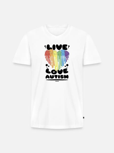Autism dear heart rainbow - Men's Premium Organic V-Neck T-Shirt - white