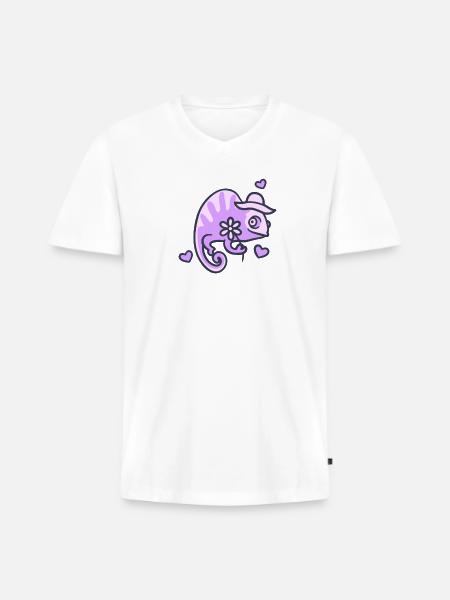 chameleon - Men's Premium Organic V-Neck T-Shirt - white