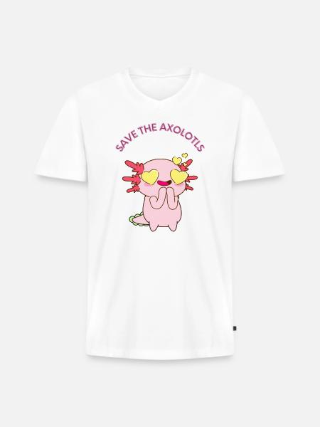 save the axolotls Active - Men's Premium Organic V-Neck T-Shirt - white