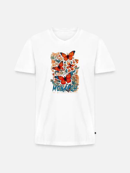 monarch butterfly - Men's Premium Organic V-Neck T-Shirt - white
