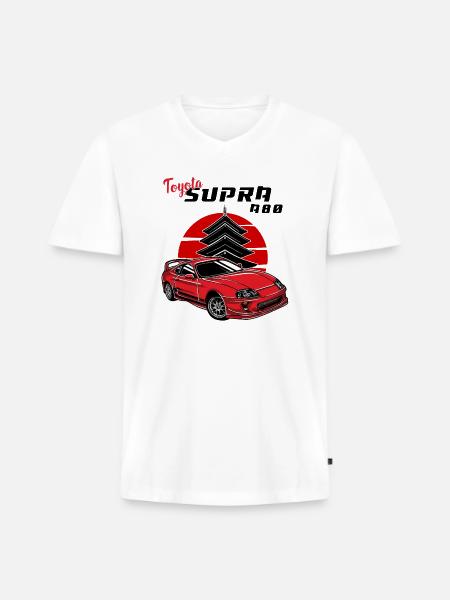 Toyota Supra A80 - Men's Premium Organic V-Neck T-Shirt - white