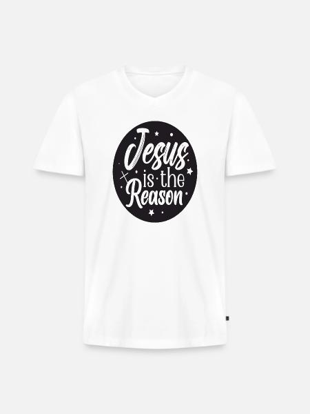 Jesus is the Reason - Men's Premium Organic V-Neck T-Shirt - white