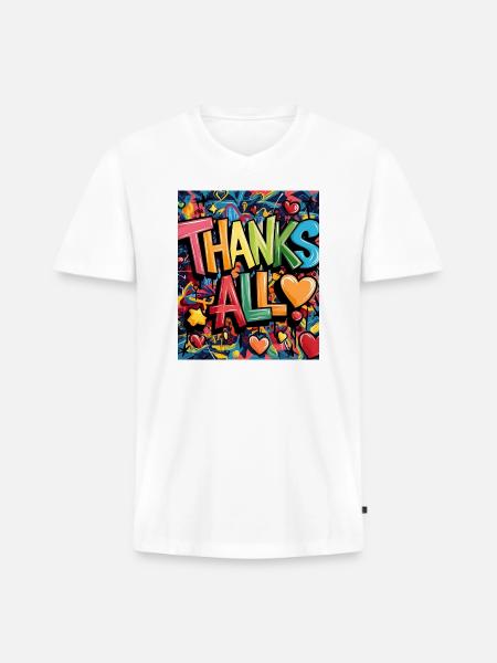 thanks - Men's Premium Organic V-Neck T-Shirt - white
