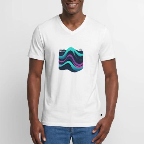 Abstract Wavy Ocean Pattern - Men's Premium Organic V-Neck T-Shirt