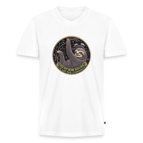Sloth Home Watcher T Shirt - Men's Premium Organic V-Neck T-Shirt