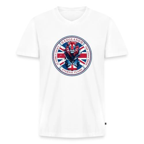 England Lion Emblem T Shirt, Flag Pride Gift - Men's Premium Organic V-Neck T-Shirt