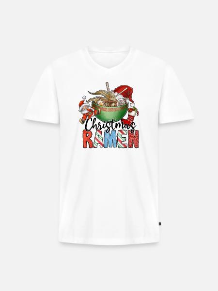 Christmas Ramen - Men's Premium Organic V-Neck T-Shirt - white