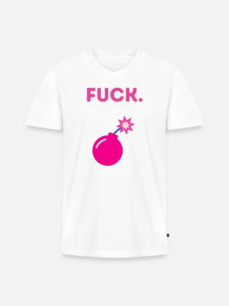 hot pink bomba - Men's Premium Organic V-Neck T-Shirt - white