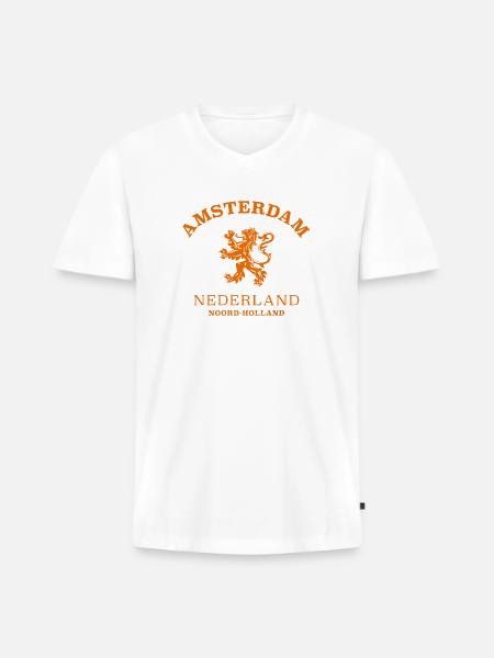 AMSTERDAM Netherlands - Men's Premium Organic V-Neck T-Shirt - white
