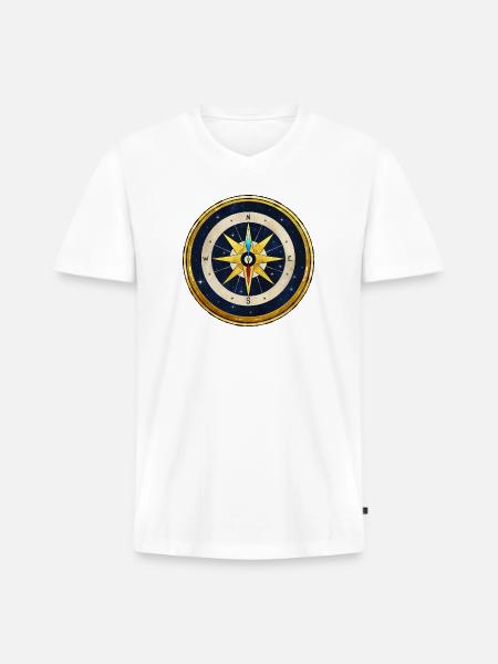 Stellar Golden Compass - Men's Premium Organic V-Neck T-Shirt - white