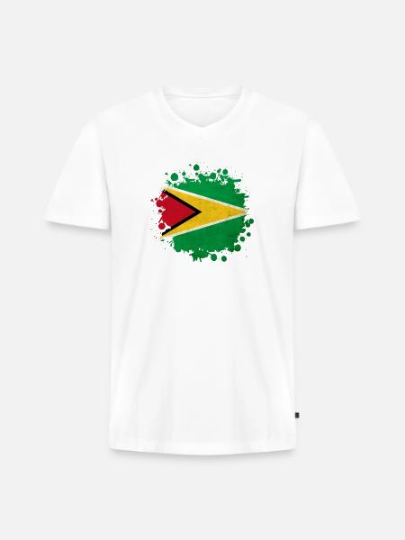 Guyana flag blob - Men's Premium Organic V-Neck T-Shirt - white