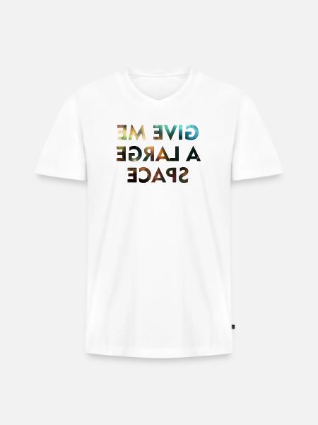 Cosmic Galaxy Mirror Text - Men's Premium Organic V-Neck T-Shirt - white