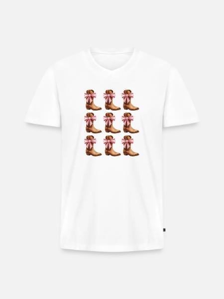 Cowgirl Boots and Pink Bows Rodeo - Men's Premium Organic V-Neck T-Shirt - white